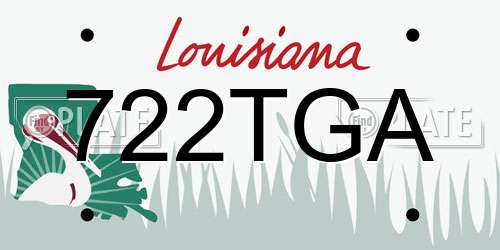 722TGA Louisiana License Plate
