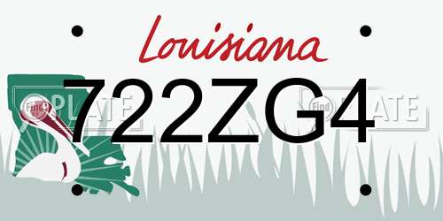 722ZG4 Louisiana License Plate