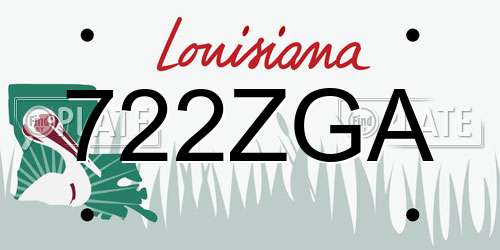 722ZGA Louisiana License Plate