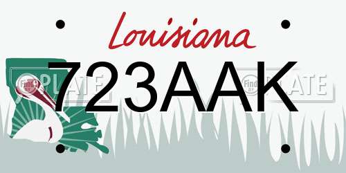 723AAK Louisiana License Plate