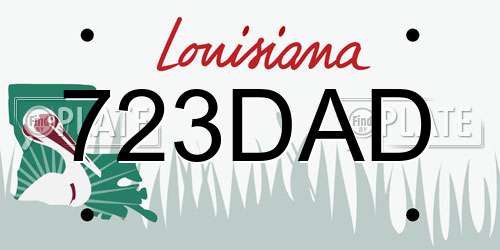 723DAD Louisiana License Plate