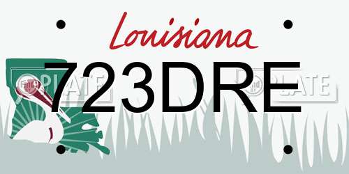 723DRE Louisiana License Plate