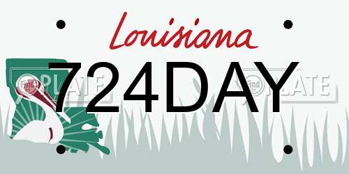 724DAY Louisiana License Plate