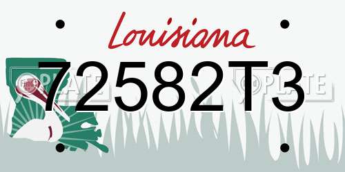 72582T3 Louisiana License Plate