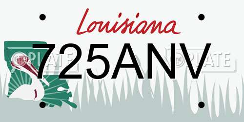 725ANV Louisiana License Plate