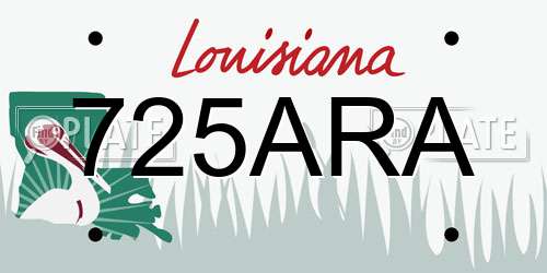 725ARA Louisiana License Plate