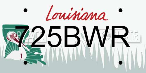 725BWR Louisiana License Plate