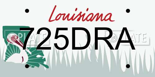 725DRA Louisiana License Plate