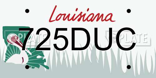 725DUC Louisiana License Plate