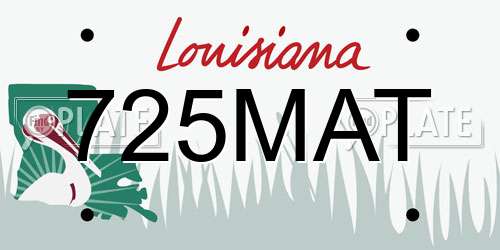 725MAT Louisiana License Plate
