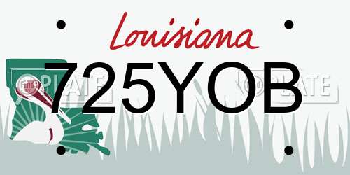 725YOB Louisiana License Plate