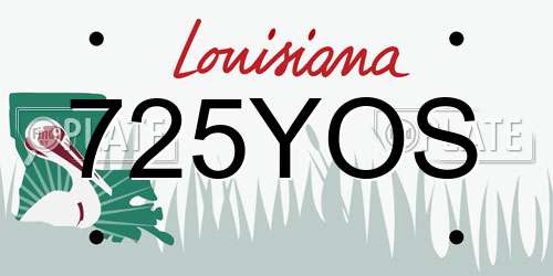 725YOS Louisiana License Plate