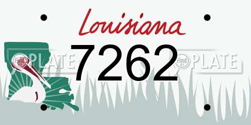 7262 Louisiana License Plate