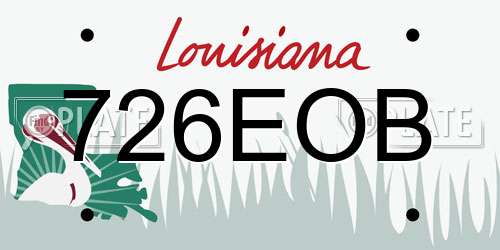 726EOB Louisiana License Plate