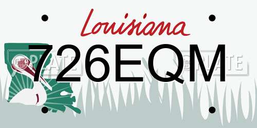 726EQM Louisiana License Plate