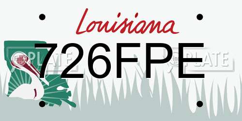 726FPE Louisiana License Plate