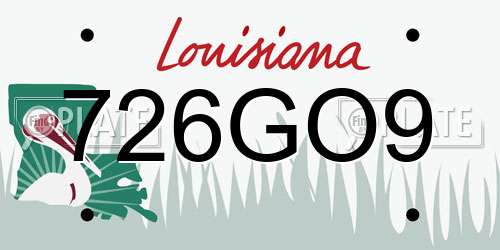 726GO9 Louisiana License Plate