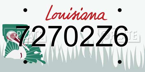 72702Z6 Louisiana License Plate