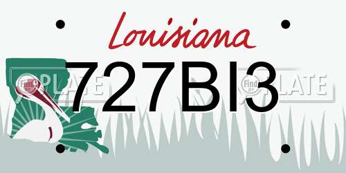 727BI3 Louisiana License Plate