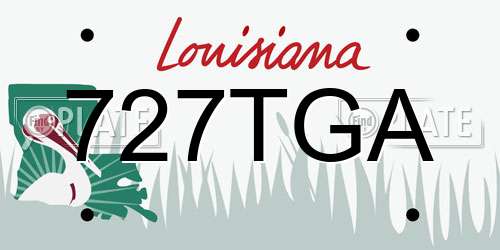 727TGA Louisiana License Plate