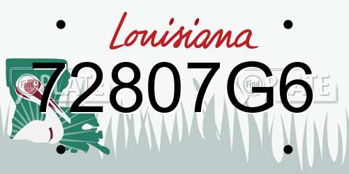 72807G6 Louisiana License Plate