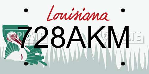 728AKM Louisiana License Plate