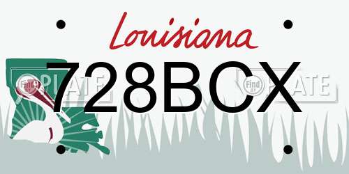 728BCX Louisiana License Plate
