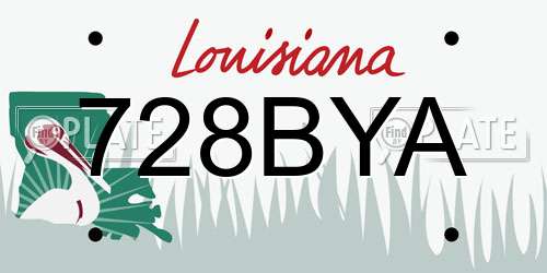 728BYA Louisiana License Plate