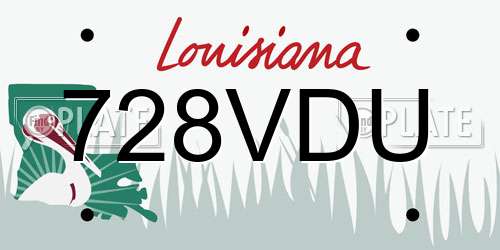 728VDU Louisiana License Plate