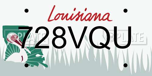 728VQU Louisiana License Plate