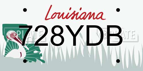 728YDB Louisiana License Plate