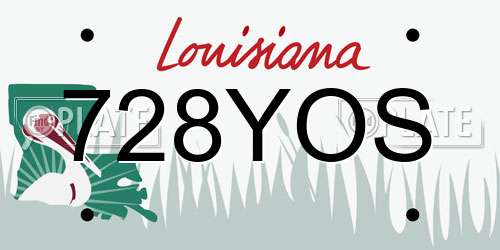 728YOS Louisiana License Plate