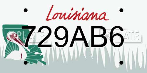 729AB6 Louisiana License Plate