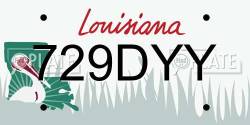 729DYY Louisiana License Plate