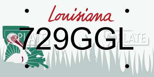 729GGL Louisiana License Plate