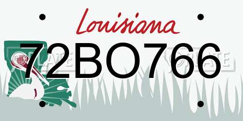 72BO766 Louisiana License Plate