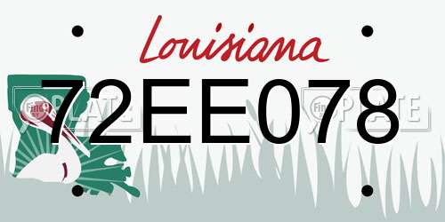 72EE078 Louisiana License Plate