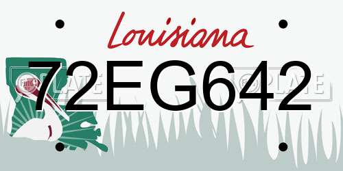 72EG642 Louisiana License Plate
