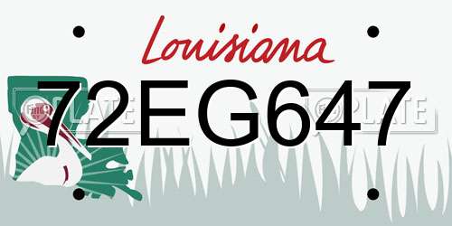 72EG647 Louisiana License Plate
