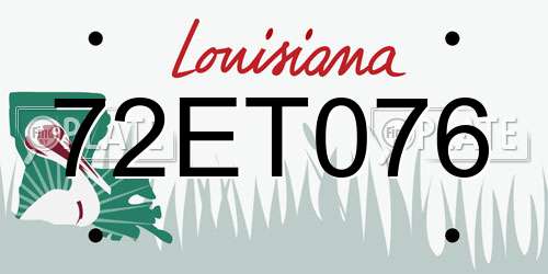 72ET076 Louisiana License Plate