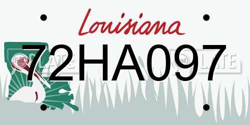 72HA097 Louisiana License Plate