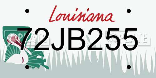 72JB255 Louisiana License Plate