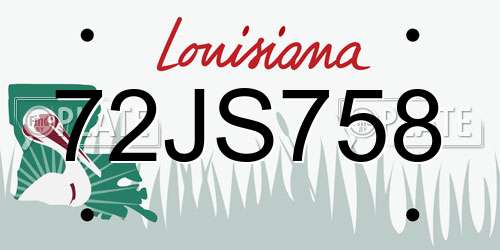 72JS758 Louisiana License Plate