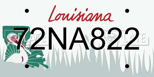 72NA822 Louisiana License Plate
