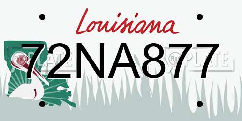 72NA877 Louisiana License Plate