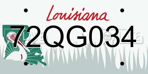 72QG034 Louisiana License Plate