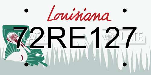 72RE127 Louisiana License Plate