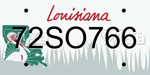 72SO766 Louisiana License Plate