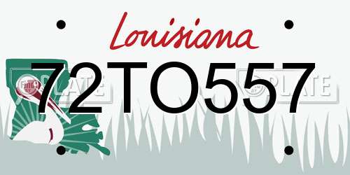 72TO557 Louisiana License Plate