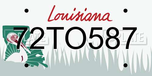 72TO587 Louisiana License Plate